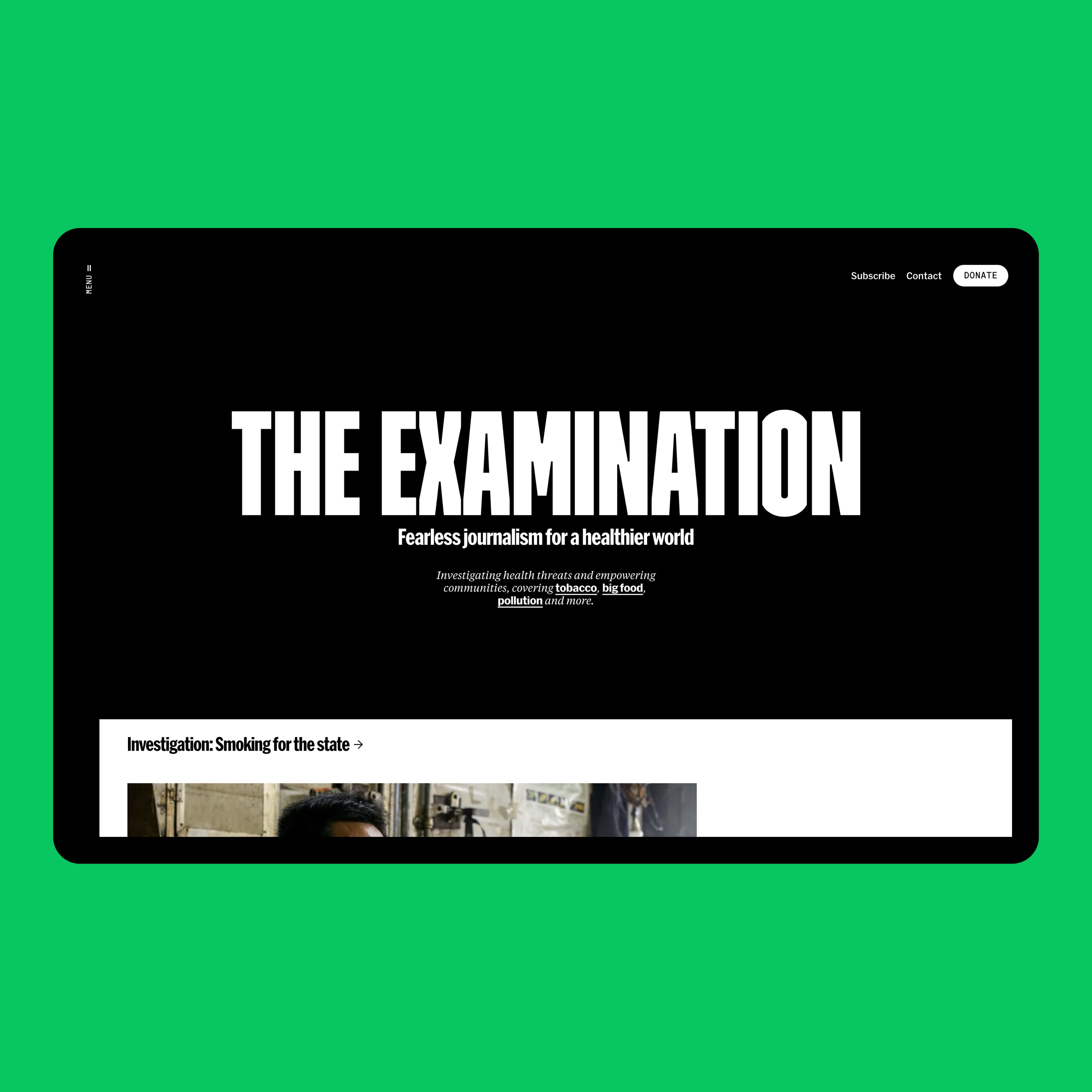 Screenshot of The Examination website